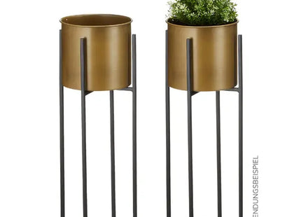 Goldener Pflanzkübel Groß, Schwarzem Standfuß, Elegantes Design, 60cm TK Gruppe® Grosshandel 
