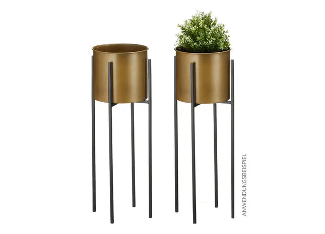 Goldener Pflanzkübel Groß, Schwarzem Standfuß, Elegantes Design, 60cm TK Gruppe® Grosshandel 