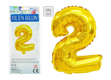 Goldener Zahlenballon 2 - Metallische Folie, 100 cm, Ideal für Veranstaltungsdekoration TK Gruppe® Grosshandel 