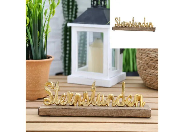 Goldenes Deko-Element 'Sternstunden' auf Sockel, ca. 30cm Länge TK Gruppe® Grosshandel 