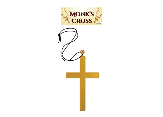 Goldenes Mönchskreuz Kette 23cm mit 80cm Kordel - Religiöses Schmuckstück TK Gruppe® Grosshandel 