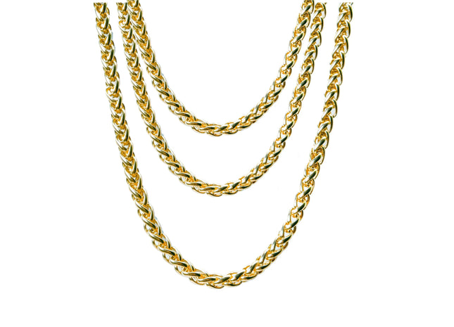 1x Goldkette Panzerkette ca. 50 cm Goldkettchen wie Rapper Gangster Fokuhila Accessoires 80er 90er Jahre Fasching Karneval (1x)