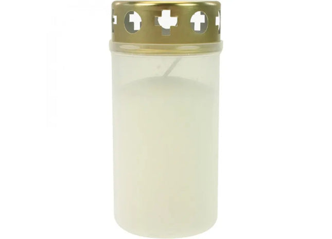 Grablicht Brenner Nr. 3, Weiß mit Golddeckel, 11x5.5cm - Elegantes Gedenklicht TK Gruppe® Grosshandel 