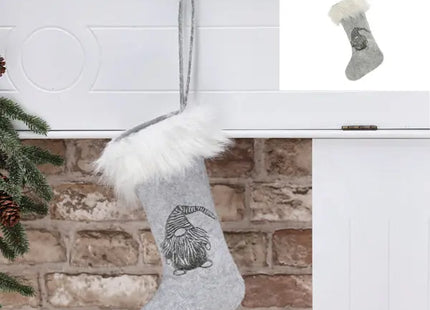 Graue Filz-Wichtel-Weihnachtssocke, Festliche Dekoration, 28cm TK Gruppe® Grosshandel 