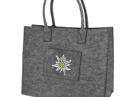 Graue Filztasche mit Edelweiß-Muster, ca. 42cm x 34cm - Elegant & Praktisch TK Gruppe® Grosshandel 