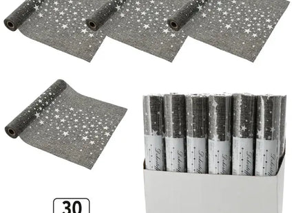 Grauer Dekostoff mit Weißen Sternen – Elegant, 28x200cm TK Gruppe® Grosshandel 