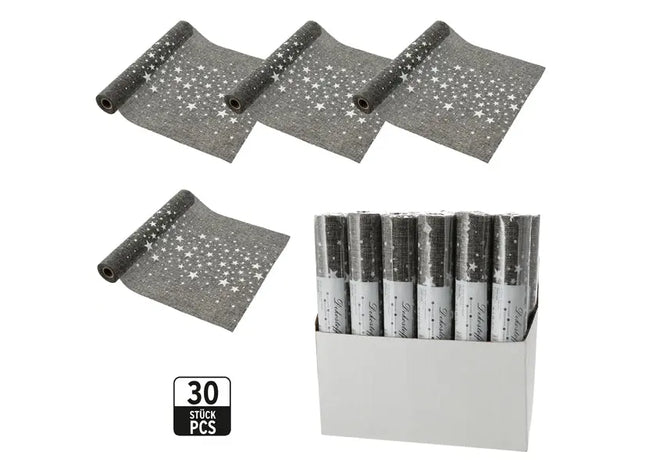 Grauer Dekostoff mit Weißen Sternen – Elegant, 28x200cm TK Gruppe® Grosshandel 