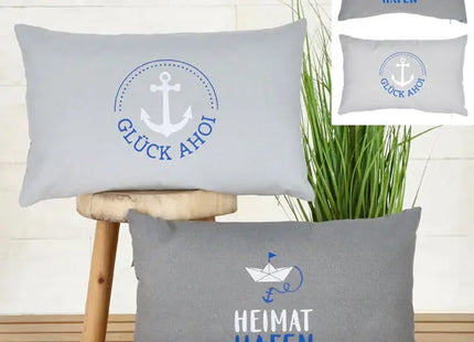 Graues Dekokissen-Set AHOI, 50x30 cm - 2 Stück Gemütliche Polster TK Gruppe® Grosshandel 