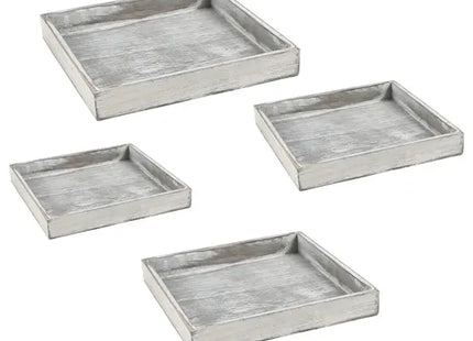 Graues Quadratisches Holztablett-Set, 4-teilig - Moderne Servierhelfer TK Gruppe® Grosshandel 