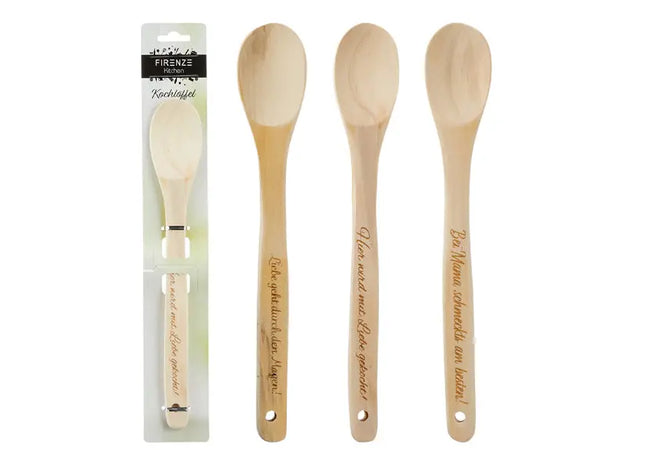 Gravierte Kochlöffel aus Holz mit Sprüchen - 3er Set, je 30cm TK Gruppe® Grosshandel 