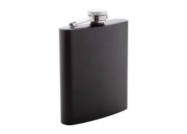 Gravning Eleganter Flachmann in Tiefschwarz – Ideal für Unterwegs TK Gruppe® Grosshandel 