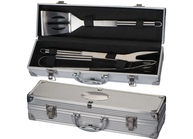 Grillkoffer Oval Plate - silbergrau, praktisch und elegant für professionelles Grillen TK Gruppe® Grosshandel 