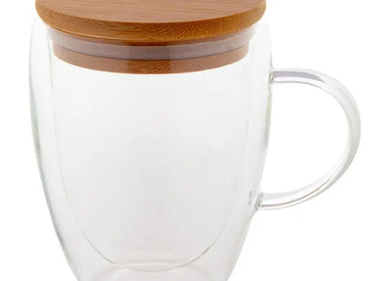 Grobina Glas-Thermobecher, 350 ml – durchsichtiger Isolierbecher mit natürlicher Note TK Gruppe® Grosshandel 