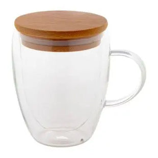 Grobina Glas-Thermobecher, 350ml, Transparent & Naturakzent TK Gruppe® Grosshandel 