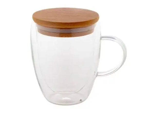 Grobina Glas-Thermobecher, 350ml, Transparent & Naturakzent TK Gruppe® Grosshandel 