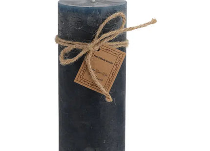 Große Blaue Gefrostete Stumpenkerze, Texturiert, 7x16cm TK Gruppe® Grosshandel 