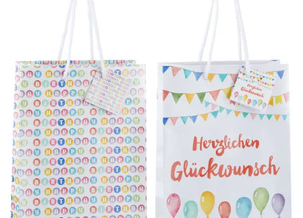 Große Bunte Geburtstags-Geschenktüten, 2er-Set, 32cm – Ideal für Geschenke TK Gruppe® Grosshandel 