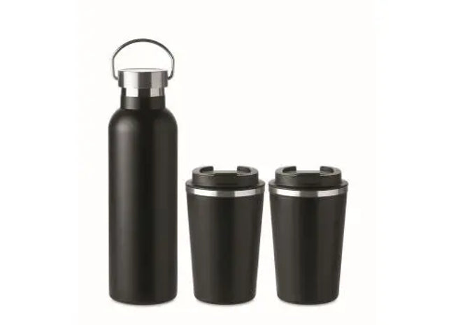 Große CLEO 970ml Doppelwandige Flasche, Schwarz, Isoliert & Robust TK Gruppe® Grosshandel 