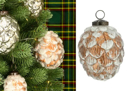 Große Christbaumhänger Zapfen in Weiß-Rosé, 8x10cm TK Gruppe® Grosshandel 