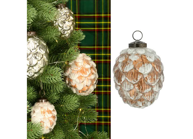 Große Christbaumhänger Zapfen in Weiß-Rosé, 8x10cm TK Gruppe® Grosshandel 