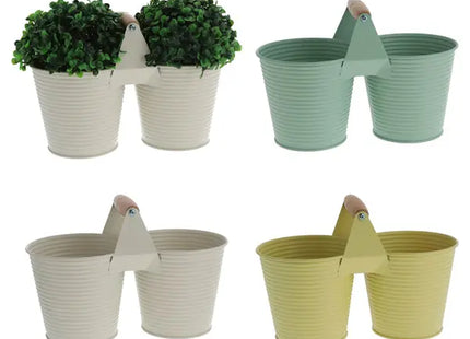 Große Doppel-Übertöpfe mit Rillen, 3er-Set, ca. 14x14cm - Modernes Pflanzendesign TK Gruppe® Grosshandel 