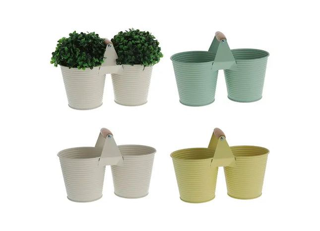 Große Doppel-Übertöpfe mit Rillen, 3er-Set, ca. 14x14cm - Modernes Pflanzendesign TK Gruppe® Grosshandel 