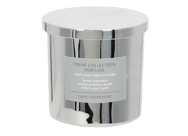 Große Duftkerze Sweet Peppermint in Silber, Höhe ca. 11cm - Erfrischendes Aroma TK Gruppe® Grosshandel 