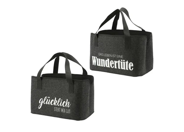 Große Filz-Aufbewahrungstaschen, 40x26,5x21 cm, Doppelpack, Vielseitige Organizer TK Gruppe® Grosshandel 