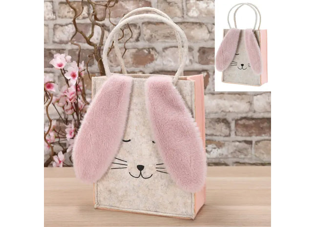 Große Filz-Tragetasche mit Hasenmotiv, Griff, ca. 20x9x26cm - Stilvolle und praktische Aufbewahrungslösung TK Gruppe® Grosshandel 