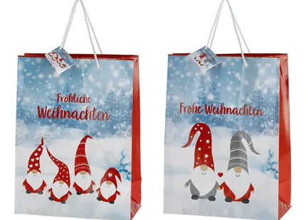 Große Geschenktüte, Wichtel-Design 1, 2er-Set, ca. 33cm hoch – Hochwertige Geschenkverpackung TK Gruppe® Grosshandel 