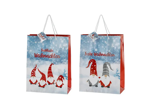 Große Geschenktüte, Wichtel-Design 1, 2er-Set, ca. 33cm hoch – Hochwertige Geschenkverpackung TK Gruppe® Grosshandel 