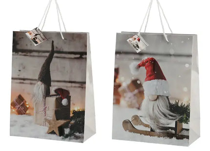 Große Geschenktüte, Wichtel-Design 2, 2er-Set, ca. 33cm hoch – Perfekte Geschenkverpackung TK Gruppe® Grosshandel 