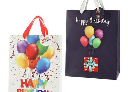 Große Geschenktüten 'Happy Birthday Ballons', 2er-Set, 32cm hoch TK Gruppe® Grosshandel 