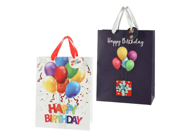 Große Geschenktüten 'Happy Birthday Ballons', 2er-Set, 32cm hoch TK Gruppe® Grosshandel 