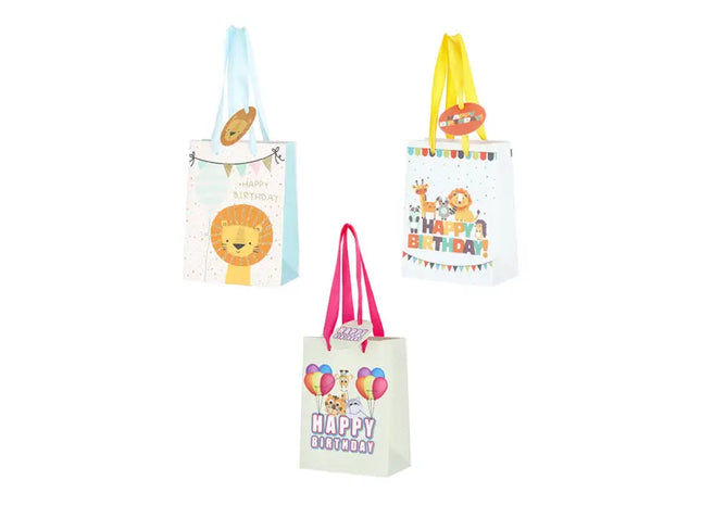 Große Geschenktüten für Kindergeburtstag, 3er Set, 32cm - Bunte Partytüten TK Gruppe® Grosshandel 