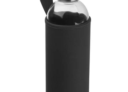 Große Glas-Trinkflasche mit schwarzem Neoprenüberzug 1000ml - Stil & Schutz TK Gruppe® Grosshandel 