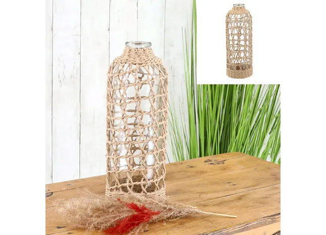 Große Glasvase mit Flechtmuster, Höhe 33cm TK Gruppe® Grosshandel 