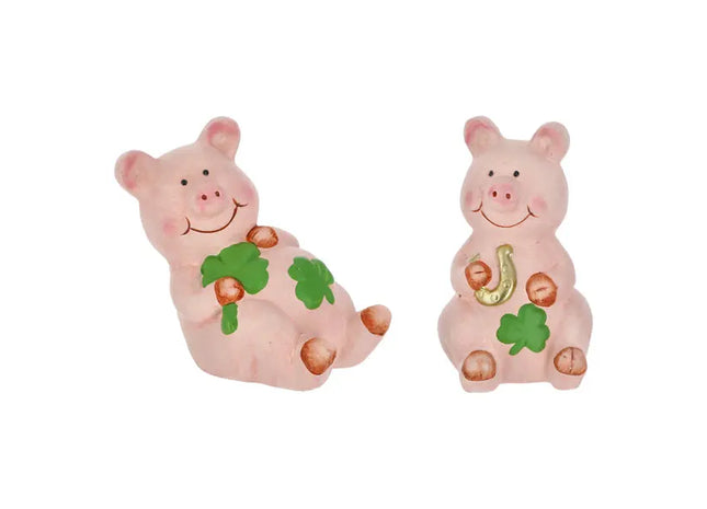Große Glücksschweine – 2er Set, Glücksbringer Dekoration, Charmante Wohnaccessoires TK Gruppe® Grosshandel 