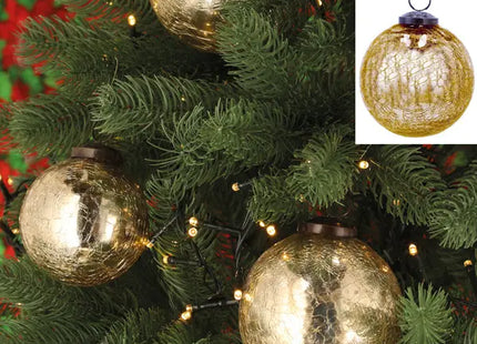 Große Goldene Crackle Christbaumkugel - Ca. 10cm Durchmesser, Eleganter Weihnachtsbaumschmuck TK Gruppe® Grosshandel 