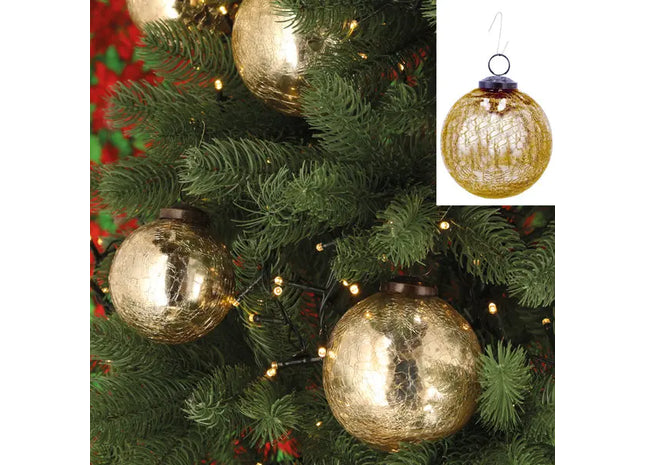 Große Goldene Crackle Christbaumkugel - Ca. 10cm Durchmesser, Eleganter Weihnachtsbaumschmuck TK Gruppe® Grosshandel 