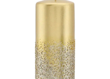 Große Goldene Stumpenkerze Metallic Glitzer Effekt 15cm - Eleganz pur TK Gruppe® Grosshandel 