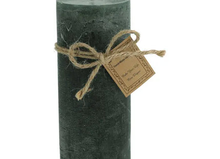 Große Grüne Gefrostete Stumpenkerze, Texturierte Oberfläche, 7x16cm TK Gruppe® Grosshandel 