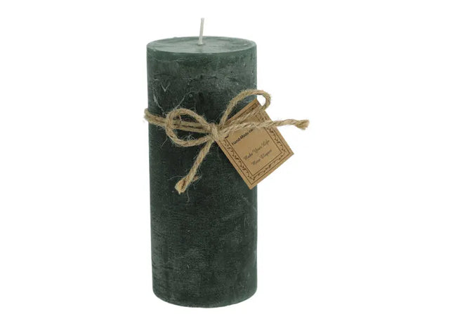 Große Grüne Gefrostete Stumpenkerze, Texturierte Oberfläche, 7x16cm TK Gruppe® Grosshandel 