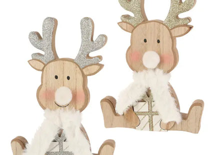 Große Hirschfiguren mit Schal, 2er-Set, Höhe ca. 20cm - Gemütliche Winterdekoration TK Gruppe® Grosshandel 