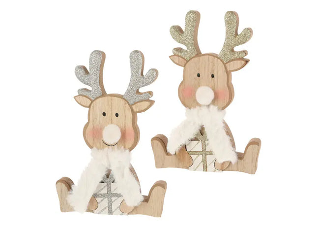 Große Hirschfiguren mit Schal, 2er-Set, Höhe ca. 20cm - Gemütliche Winterdekoration TK Gruppe® Grosshandel 