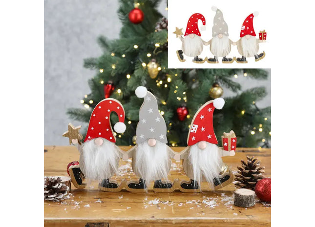 Große Holz Wichtelfamilie, 3er Set, 29,5x18cm - Dekofiguren TK Gruppe® Grosshandel 