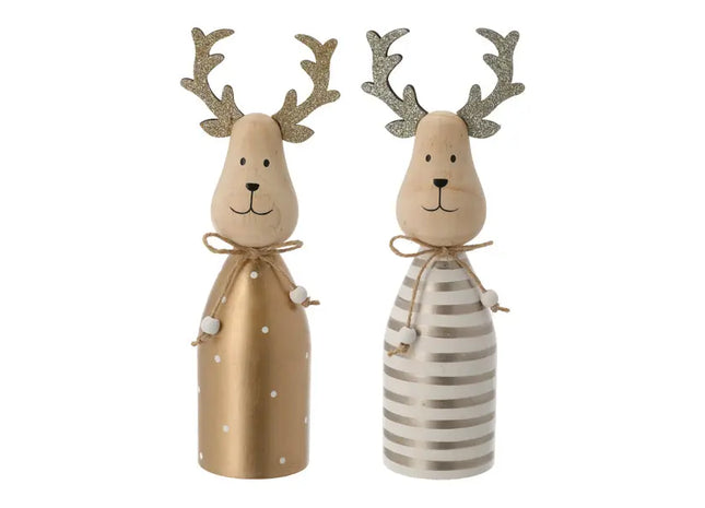 Große Holzhirsche, 2er-Set, Höhe ca. 25cm - Natürliche Dekofiguren TK Gruppe® Grosshandel 