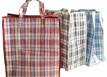 Große Karrierte Einkaufstasche XL 40x45x18 cm, Robuster Tragebeutel TK Gruppe® Grosshandel 