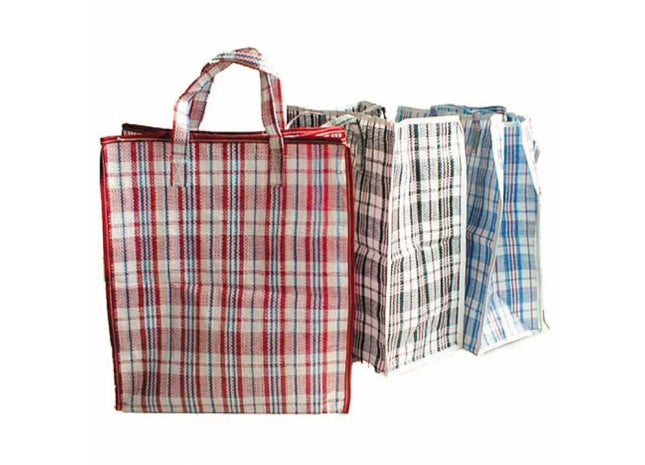 Große Karrierte Einkaufstasche XL 40x45x18 cm, Robuster Tragebeutel TK Gruppe® Grosshandel 