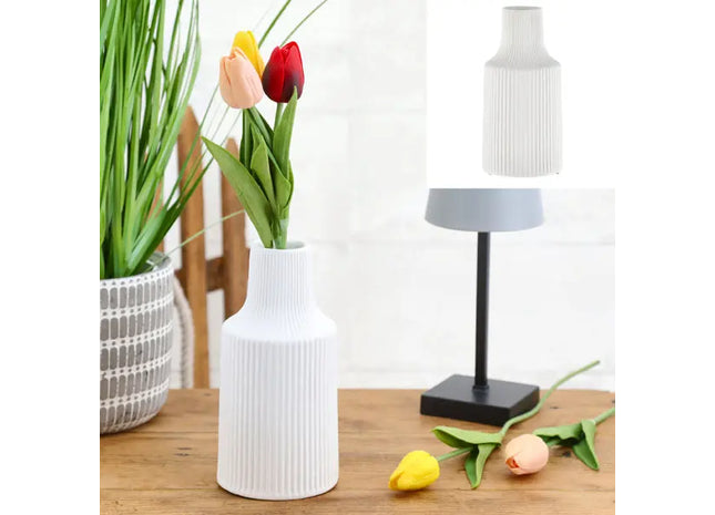Große Keramikvase in Mattweiß, 9x19cm - Elegantes Minimalistisches Design TK Gruppe® Grosshandel 